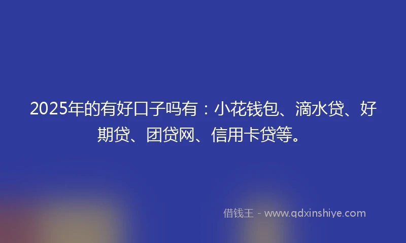 2025年的有好口子吗有：小花钱包、滴水贷、好期贷、团贷网、信用卡贷等。