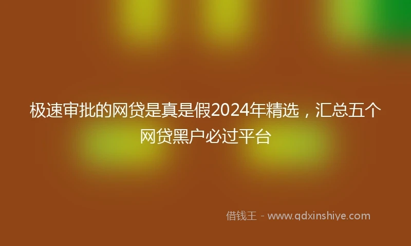 极速审批的网贷是真是假2024年精选，汇总五个网贷黑户必过平台