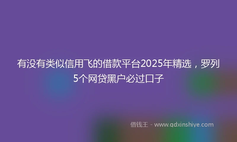 有没有类似信用飞的借款平台2025年精选，罗列5个网贷黑户必过口子