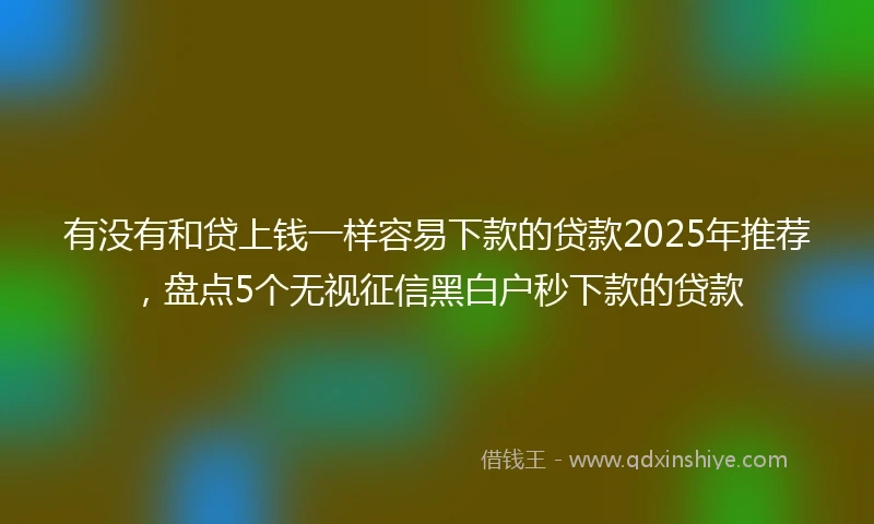有没有和贷上钱一样容易下款的贷款2025年推荐，盘点5个无视征信黑白户秒下款的贷款
