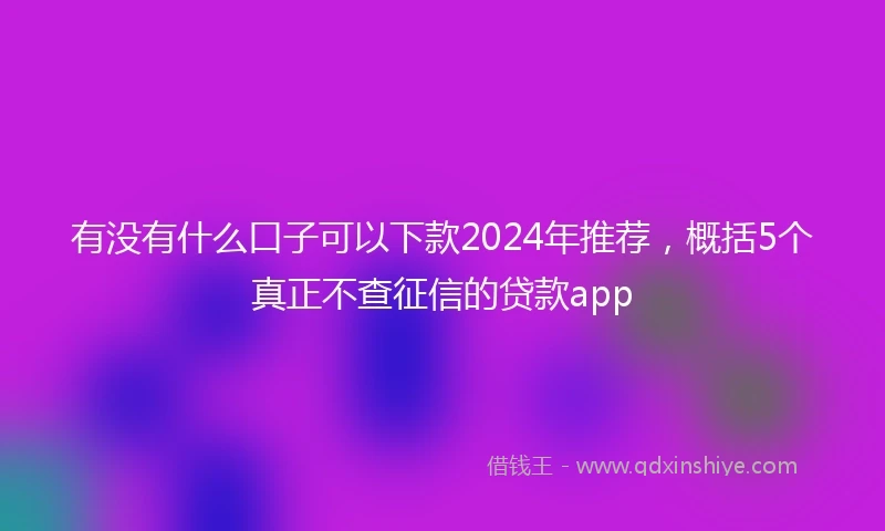 有没有什么口子可以下款2024年推荐，概括5个真正不查征信的贷款app