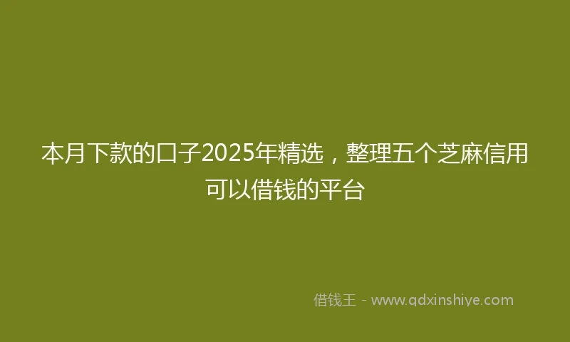 本月下款的口子2025年精选，整理五个芝麻信用可以借钱的平台