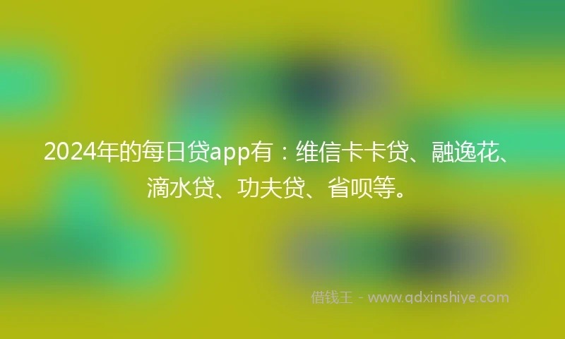 2024年的每日贷app有：维信卡卡贷、融逸花、滴水贷、功夫贷、省呗等。