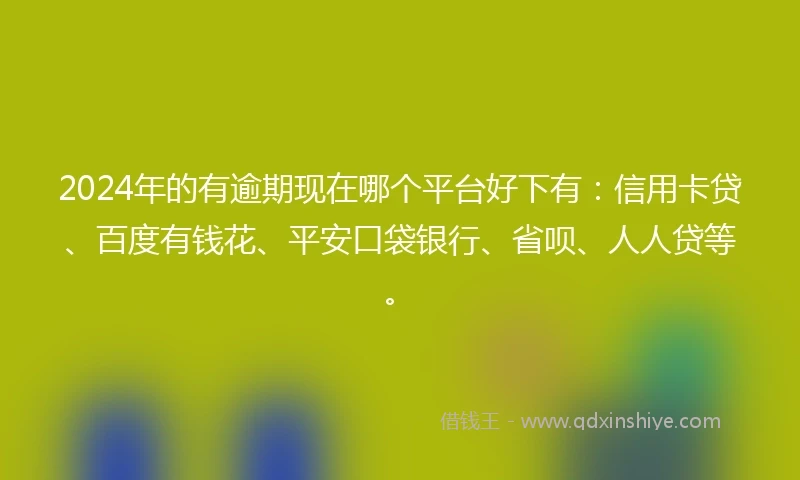 2024年的有逾期现在哪个平台好下有：信用卡贷、百度有钱花、平安口袋银行、省呗、人人贷等。