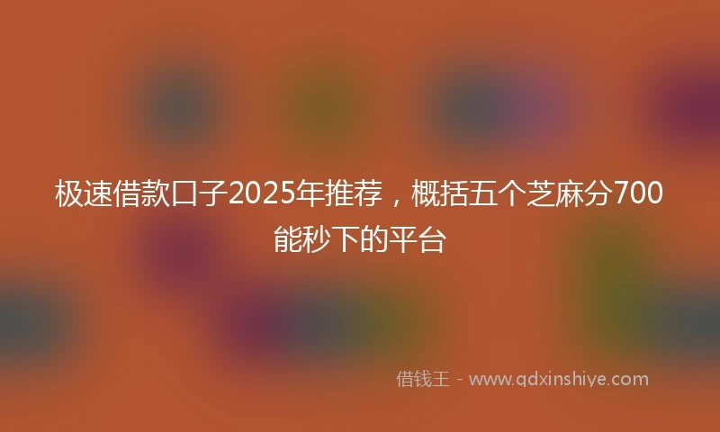 极速借款口子2025年推荐，概括五个芝麻分700能秒下的平台