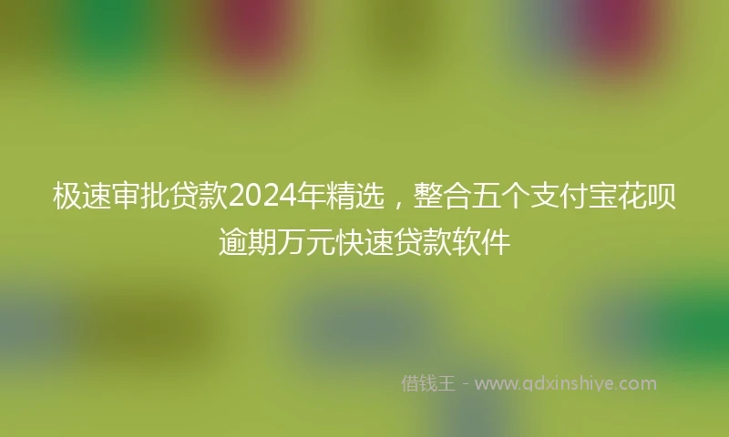 极速审批贷款2024年精选，整合五个支付宝花呗逾期万元快速贷款软件