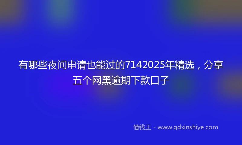 有哪些夜间申请也能过的7142025年精选，分享五个网黑逾期下款口子