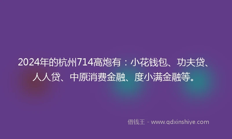 2024年的杭州714高炮有：小花钱包、功夫贷、人人贷、中原消费金融、度小满金融等。