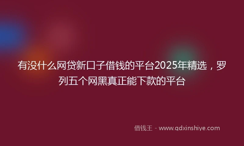 有没什么网贷新口子借钱的平台2025年精选，罗列五个网黑真正能下款的平台