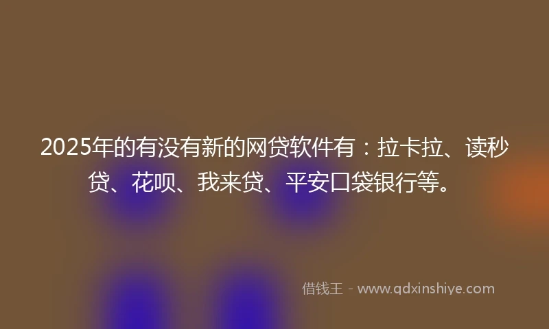 2025年的有没有新的网贷软件有：拉卡拉、读秒贷、花呗、我来贷、平安口袋银行等。