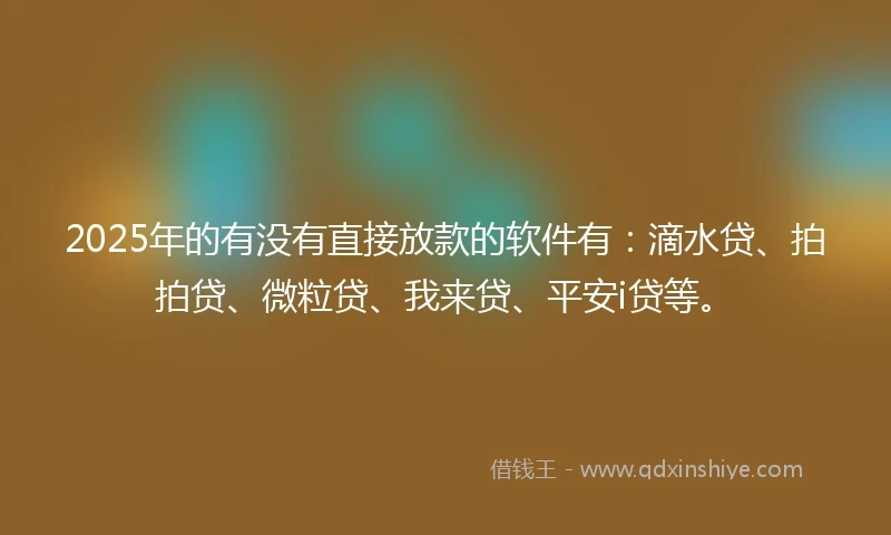 2025年的有没有直接放款的软件有：滴水贷、拍拍贷、微粒贷、我来贷、平安i贷等。