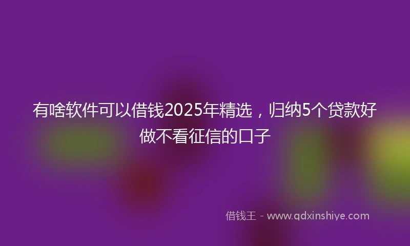 有啥软件可以借钱2025年精选，归纳5个贷款好做不看征信的口子