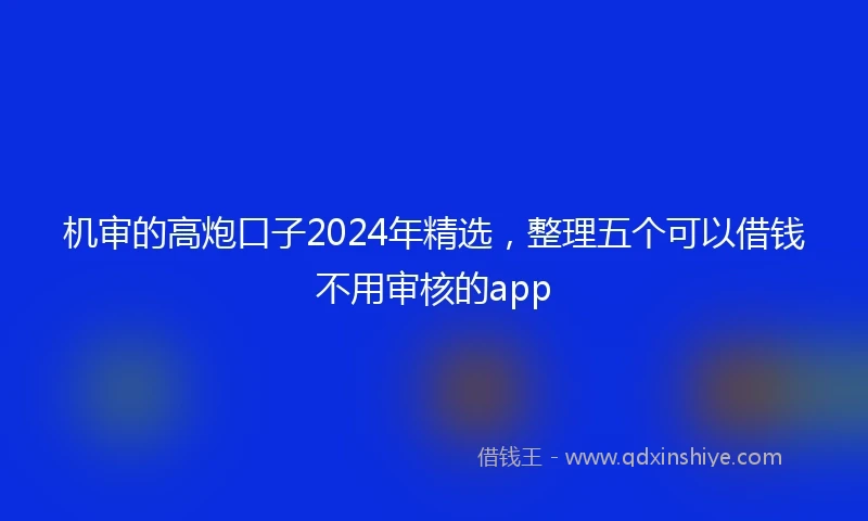 机审的高炮口子2024年精选，整理五个可以借钱不用审核的app