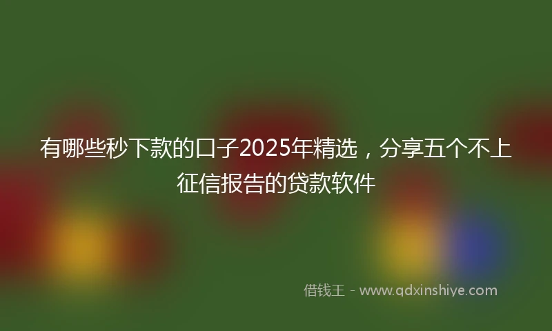 有哪些秒下款的口子2025年精选，分享五个不上征信报告的贷款软件
