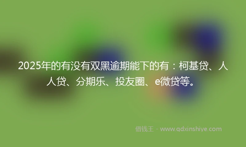 2025年的有没有双黑逾期能下的有：柯基贷、人人贷、分期乐、投友圈、e微贷等。
