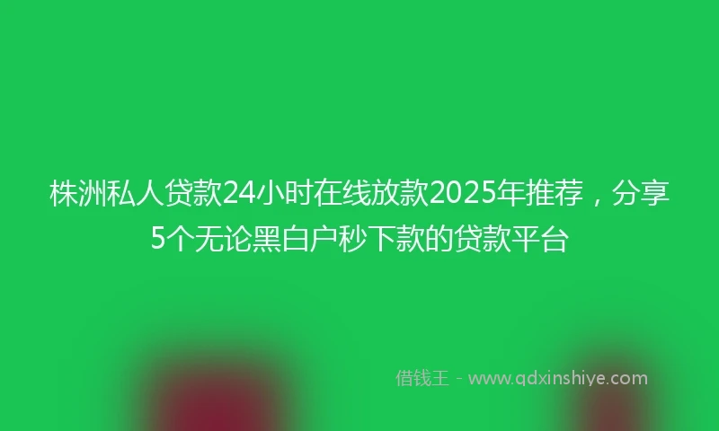 株洲私人贷款24小时在线放款2025年推荐，分享5个无论黑白户秒下款的贷款平台