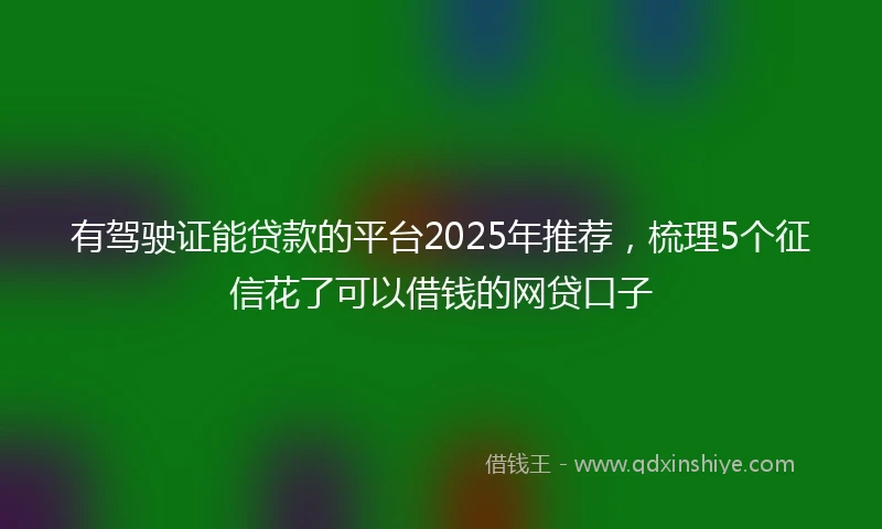 有驾驶证能贷款的平台2025年推荐，梳理5个征信花了可以借钱的网贷口子