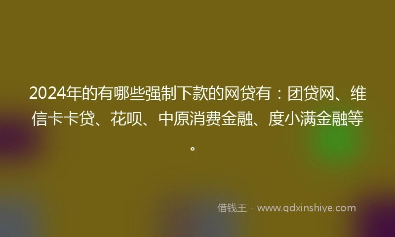 2024年的有哪些强制下款的网贷有：团贷网、维信卡卡贷、花呗、中原消费金融、度小满金融等。