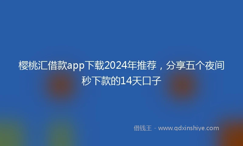 樱桃汇借款app下载2024年推荐，分享五个夜间秒下款的14天口子