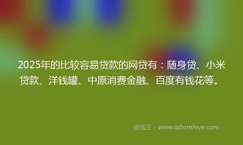 2025年的比较容易贷款的网贷有：随身贷、小米贷款、洋钱罐、中原消费金融、百度有钱花等。