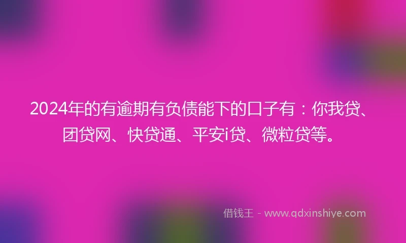 2024年的有逾期有负债能下的口子有：你我贷、团贷网、快贷通、平安i贷、微粒贷等。