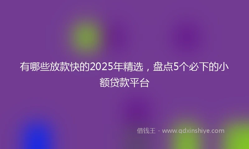 有哪些放款快的2025年精选，盘点5个必下的小额贷款平台