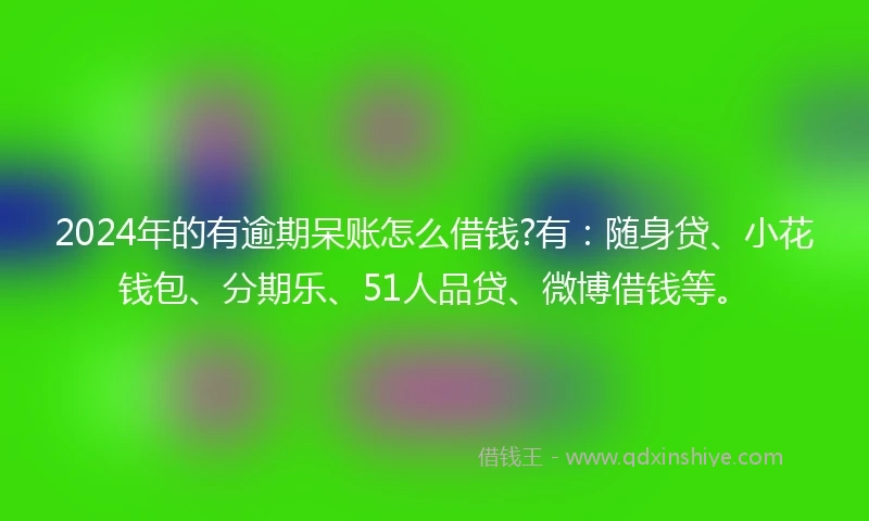 2024年的有逾期呆账怎么借钱?有：随身贷、小花钱包、分期乐、51人品贷、微博借钱等。