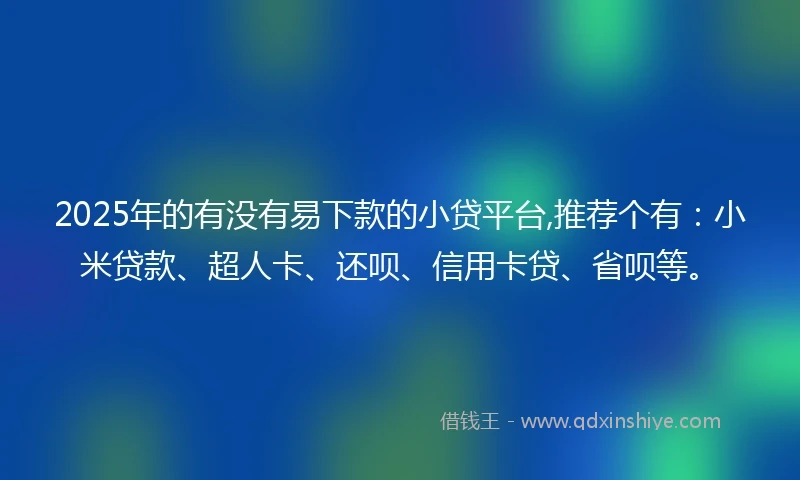 2025年的有没有易下款的小贷平台,推荐个有：小米贷款、超人卡、还呗、信用卡贷、省呗等。
