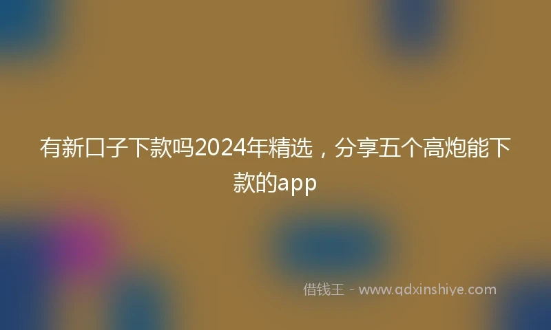 有新口子下款吗2024年精选，分享五个高炮能下款的app