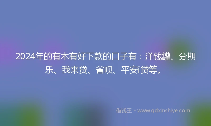 2024年的有木有好下款的口子有：洋钱罐、分期乐、我来贷、省呗、平安i贷等。