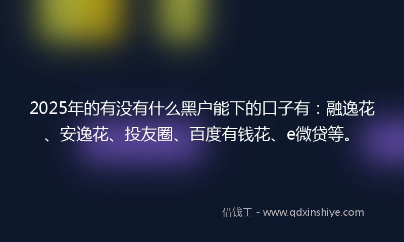 2025年的有没有什么黑户能下的口子有：融逸花、安逸花、投友圈、百度有钱花、e微贷等。