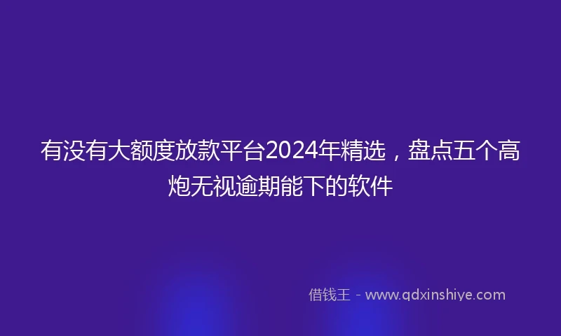 有没有大额度放款平台2024年精选，盘点五个高炮无视逾期能下的软件