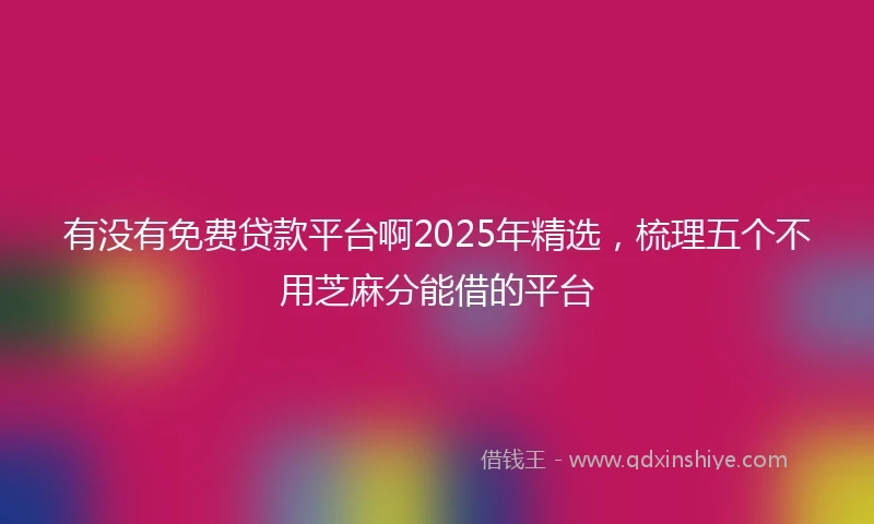 有没有免费贷款平台啊2025年精选，梳理五个不用芝麻分能借的平台