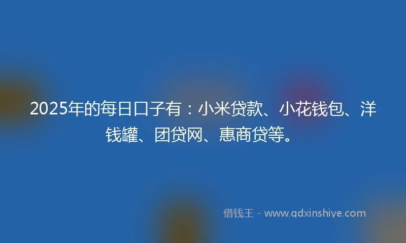 2025年的每日口子有：小米贷款、小花钱包、洋钱罐、团贷网、惠商贷等。