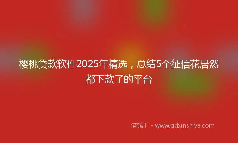 樱桃贷款软件2025年精选，总结5个征信花居然都下款了的平台