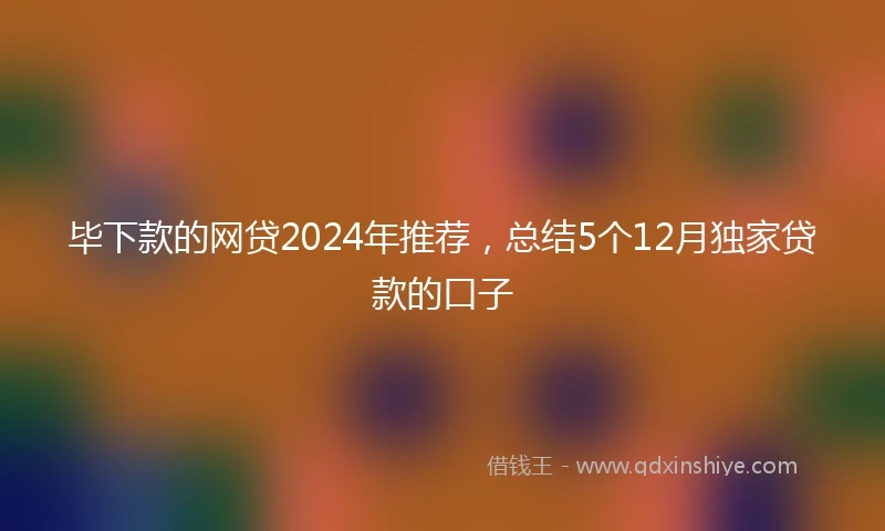 毕下款的网贷2024年推荐，总结5个12月独家贷款的口子