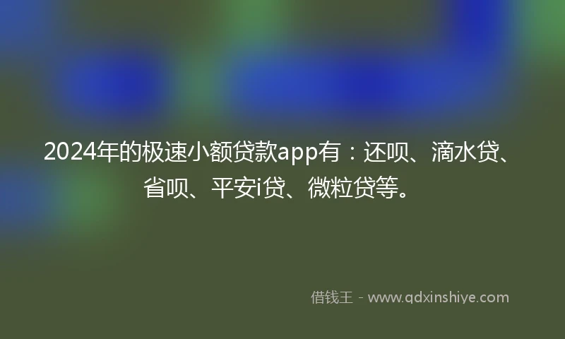 2024年的极速小额贷款app有：还呗、滴水贷、省呗、平安i贷、微粒贷等。