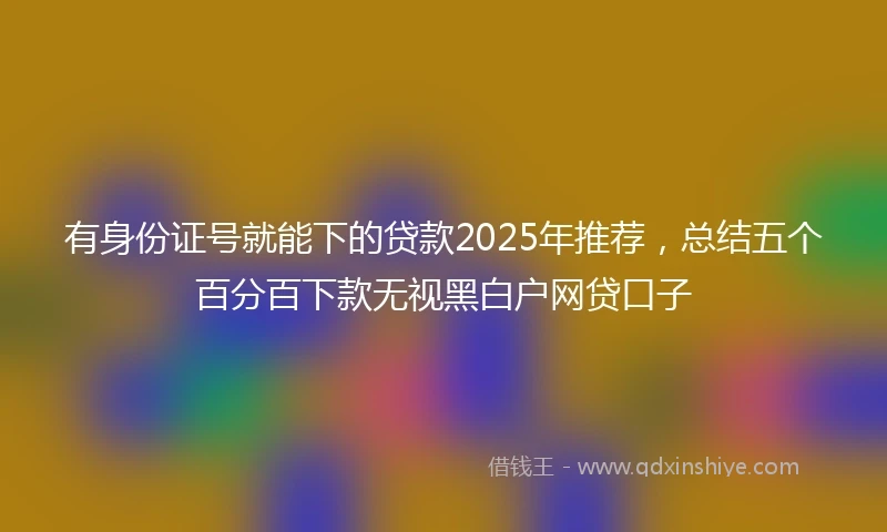 有身份证号就能下的贷款2025年推荐，总结五个百分百下款无视黑白户网贷口子