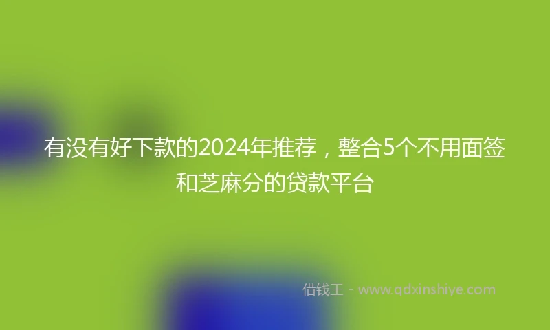 有没有好下款的2024年推荐，整合5个不用面签和芝麻分的贷款平台