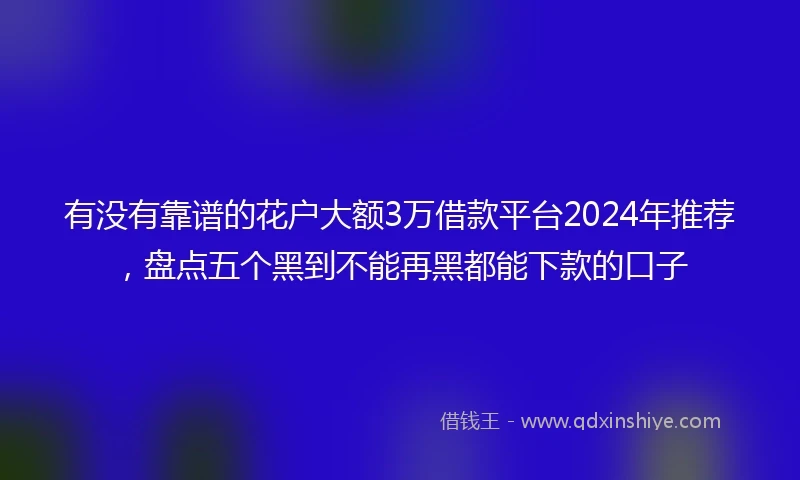 有没有靠谱的花户大额3万借款平台2024年推荐，盘点五个黑到不能再黑都能下款的口子