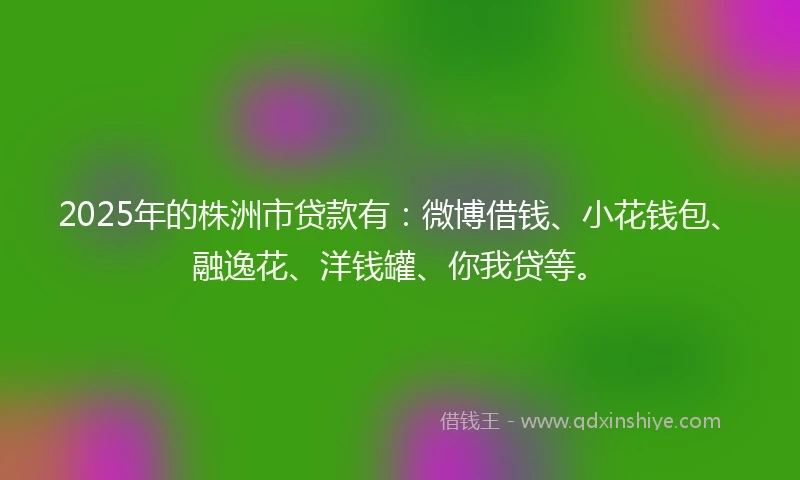 2025年的株洲市贷款有：微博借钱、小花钱包、融逸花、洋钱罐、你我贷等。