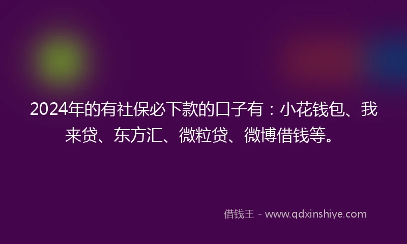 2024年的有社保必下款的口子有：小花钱包、我来贷、东方汇、微粒贷、微博借钱等。