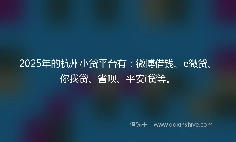 2025年的杭州小贷平台有：微博借钱、e微贷、你我贷、省呗、平安i贷等。