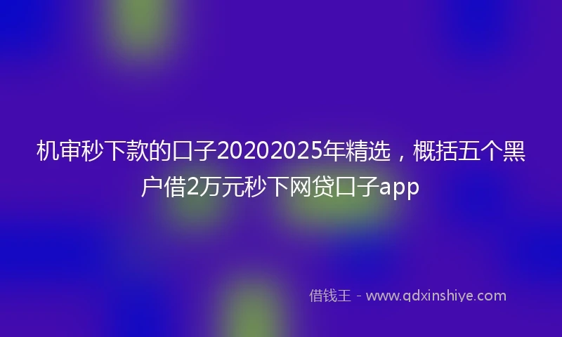 机审秒下款的口子20202025年精选，概括五个黑户借2万元秒下网贷口子app