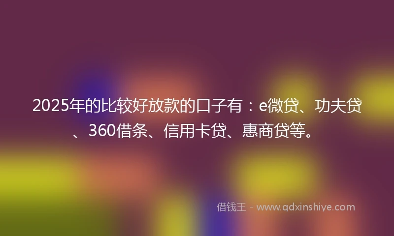 2025年的比较好放款的口子有：e微贷、功夫贷、360借条、信用卡贷、惠商贷等。