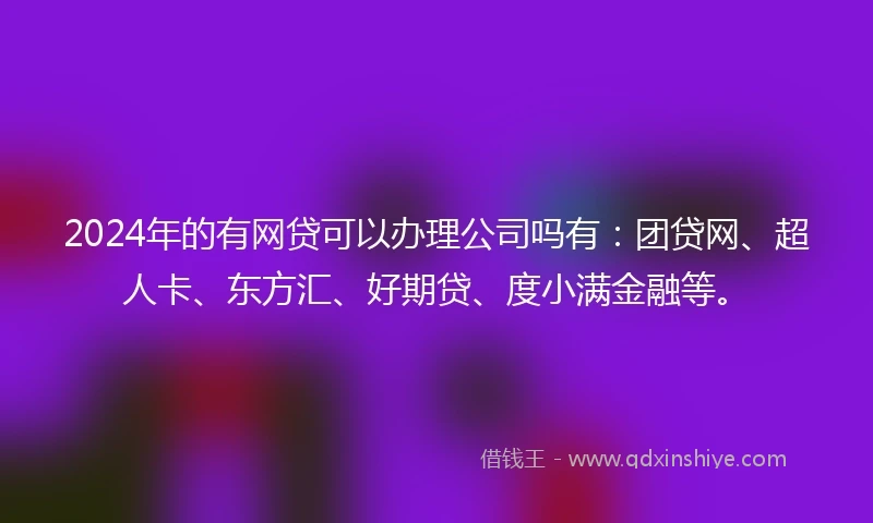 2024年的有网贷可以办理公司吗有：团贷网、超人卡、东方汇、好期贷、度小满金融等。