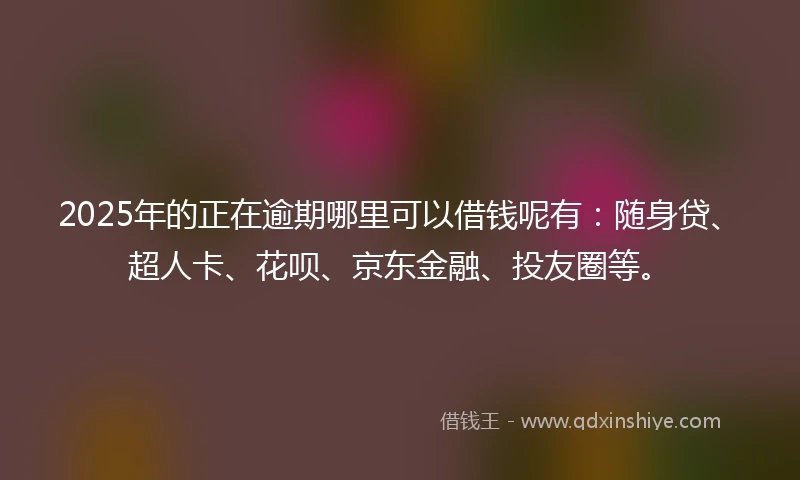 2025年的正在逾期哪里可以借钱呢有：随身贷、超人卡、花呗、京东金融、投友圈等。