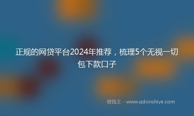 正规的网贷平台2024年推荐，梳理5个无视一切包下款口子