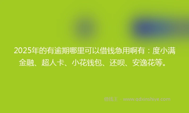 2025年的有逾期哪里可以借钱急用啊有：度小满金融、超人卡、小花钱包、还呗、安逸花等。