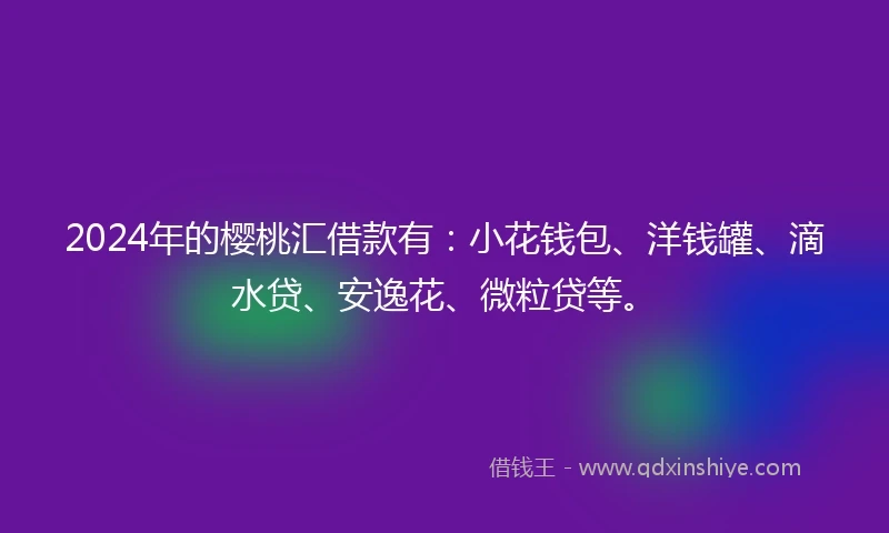 2024年的樱桃汇借款有：小花钱包、洋钱罐、滴水贷、安逸花、微粒贷等。
